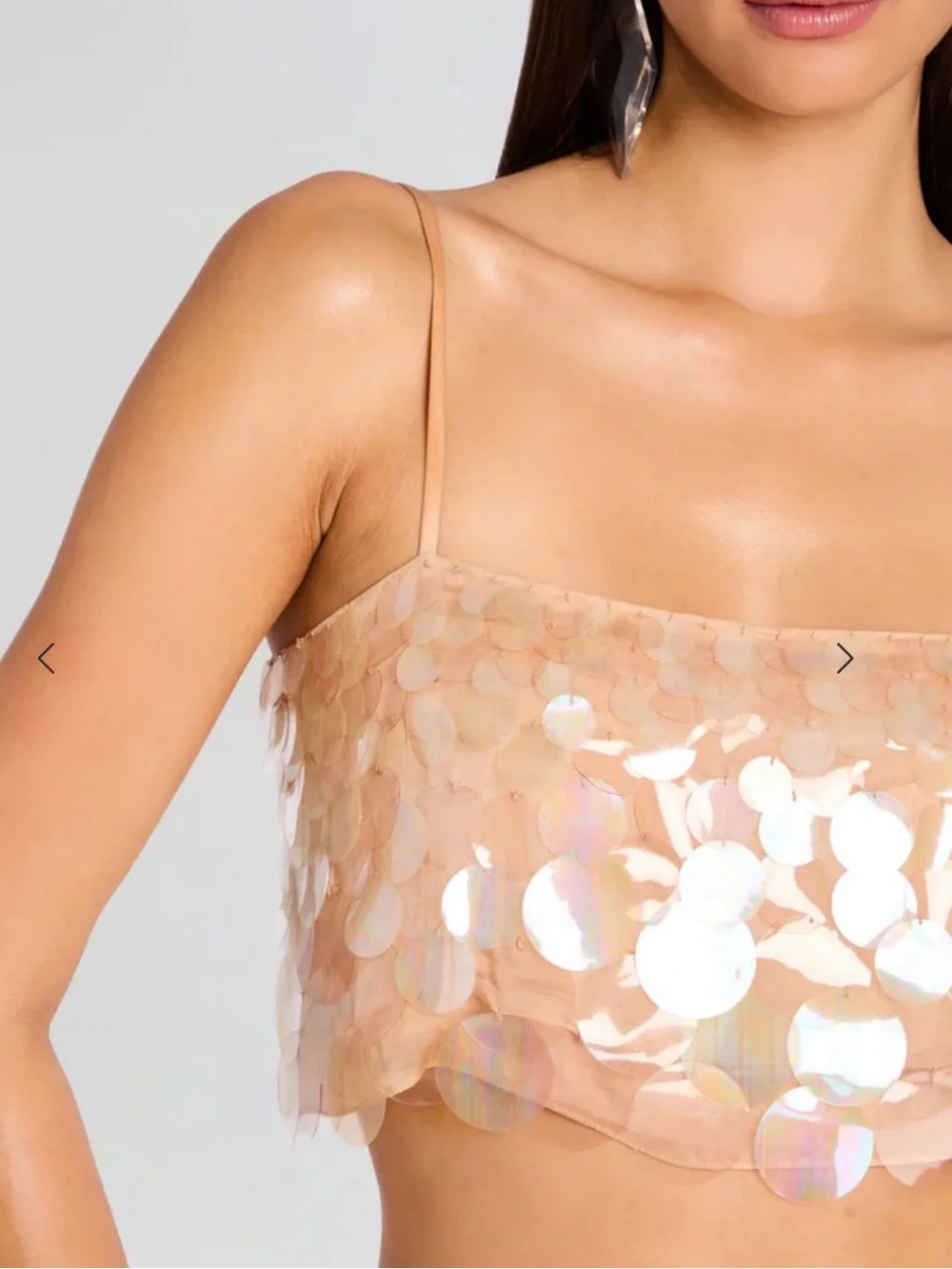 Retrofête Leia Sequin Paillette Crop Top Nude/Champagne Small - Picture 5 of 8